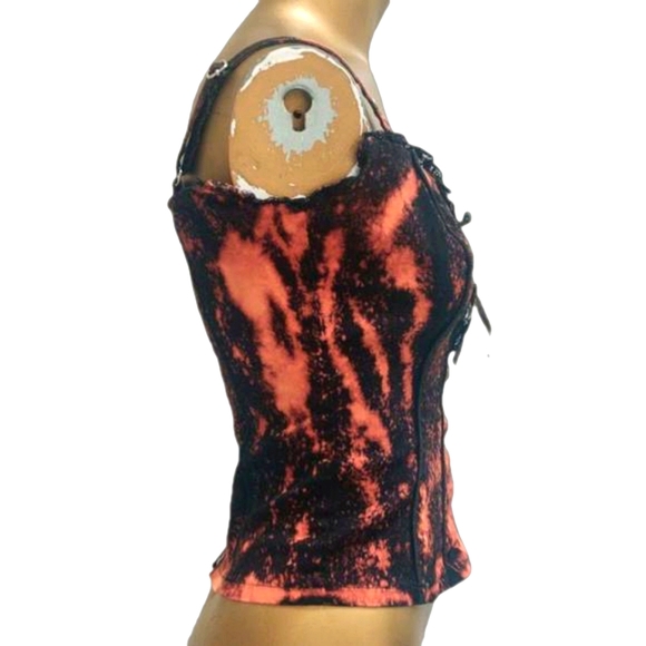 Tripp NYC Daang Goodman Tie-Dye Corset Top Black Orange Punk Goth Y2K Small - Picture 3 of 11